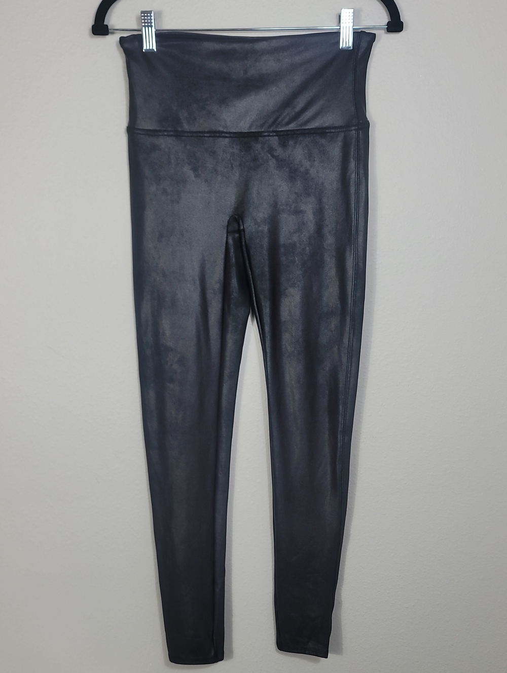 SPANX Faux Leather Pants Size Large Black High Rise Skinny Stretch